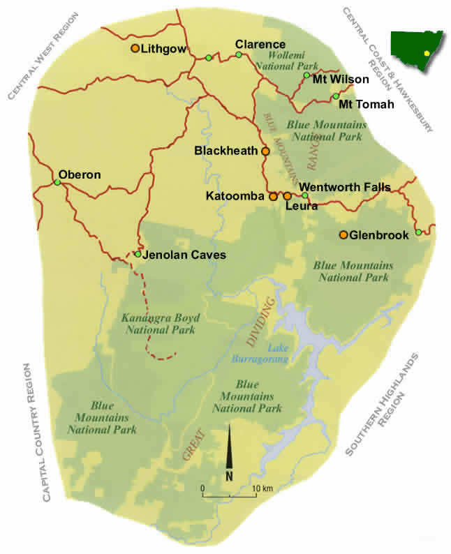 Region Map Blue Mountains Nsw