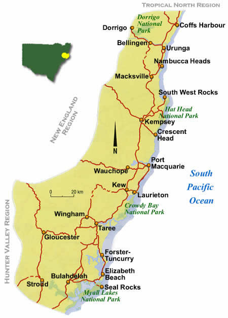 Mid North Coast Road Map NSW
