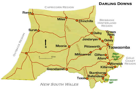 Map of the Granite belt in QLD