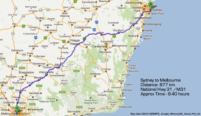 Road Maps Sydney To Melbourne Road Map 1