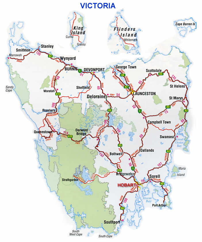 Tasmania Road Map