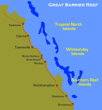 Map of Great Barrier Reef Queensland
