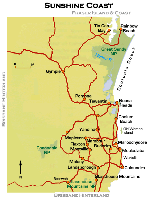 Sunshine Coast Road & Region Map