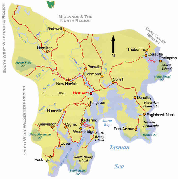 south east tasmania road maps