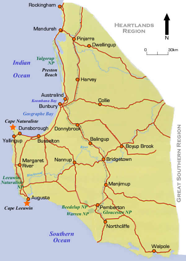 map south west wa South West Coast Region Road Maps Western Australia map south west wa