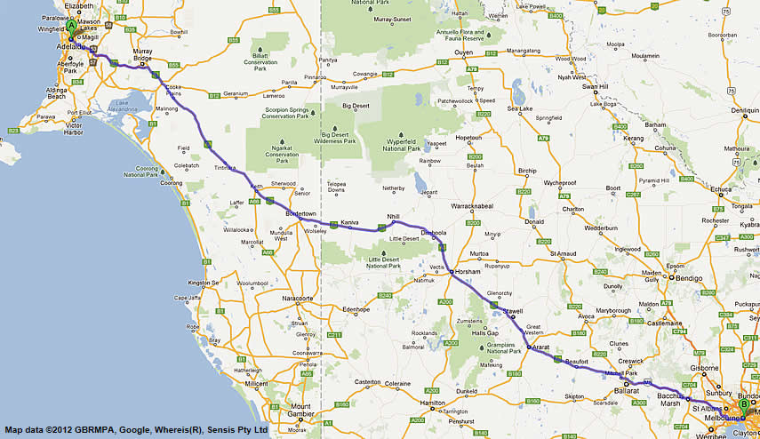 Road Maps for Melbourne to Adelaide route 1