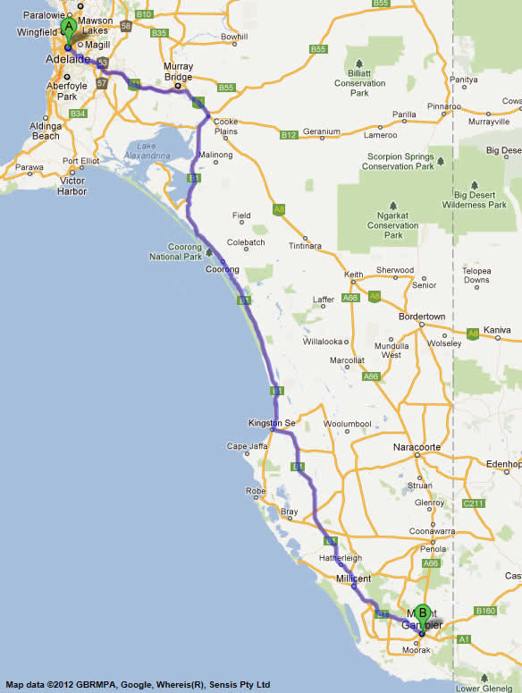Adelaide to melbourne road map - route 2