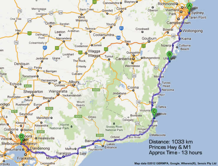 Melbourne to sydney roadmap