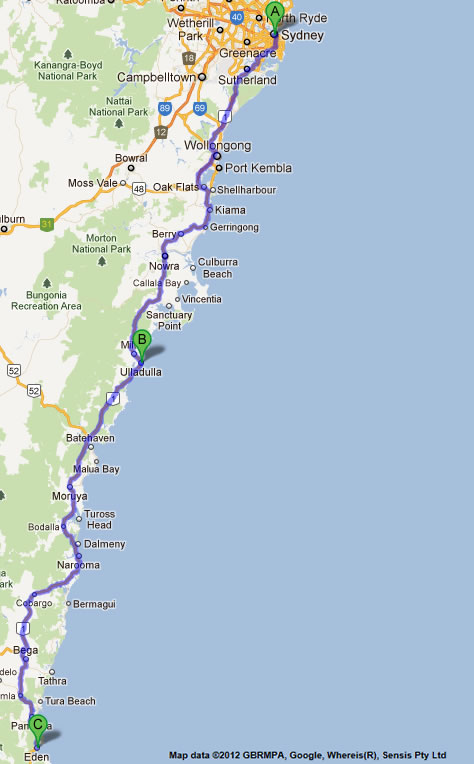 Sydney to Melbourne road map 1