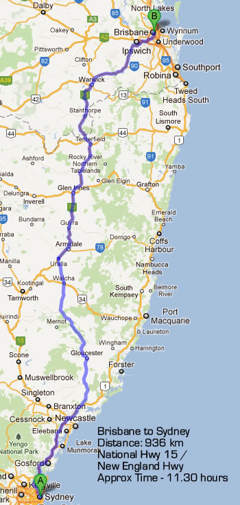 sydney to brisbane road maps route 2